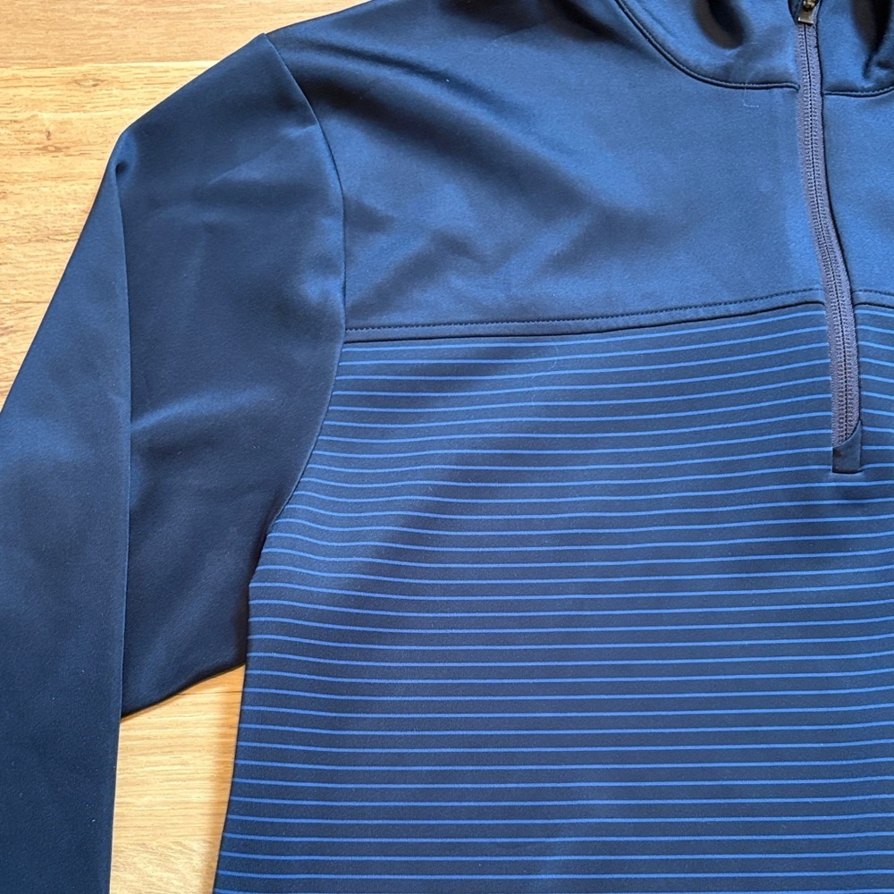 Cutter & Buck Navy Striped Long Sleeve 1/4 Zip Pullover Men’s L - Picture 4 of 12